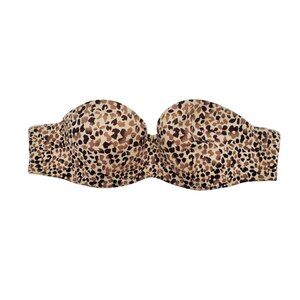 Victoria's Secret Body By Victoria Lined‎ Strapless Cheetah Memory Foam Bra 32A
